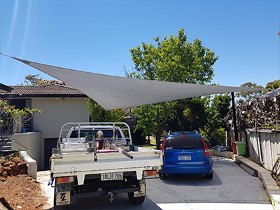 Shade Style for Car Garage - Stuart Bell Shade Sails