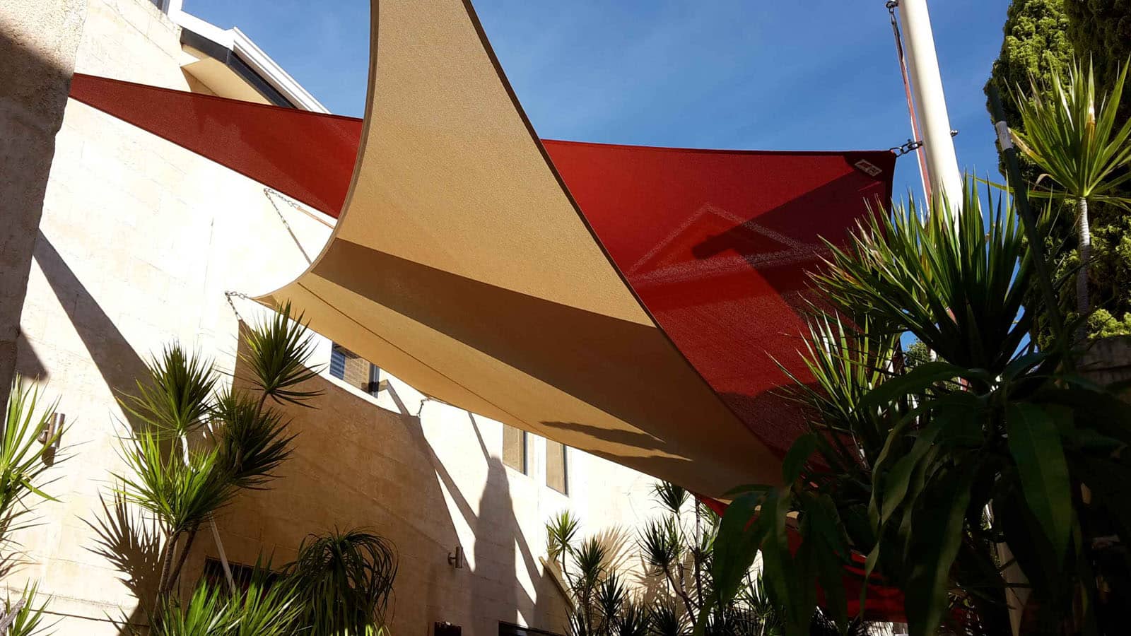 multi triangle residential shade sails