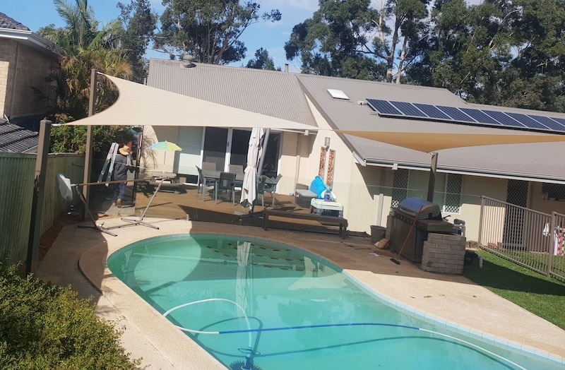 Booragoon Shade sail over pool Booragoon Shade Sail