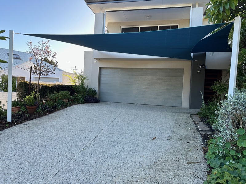 Willetton Shade Sail Over Cars and Front Door